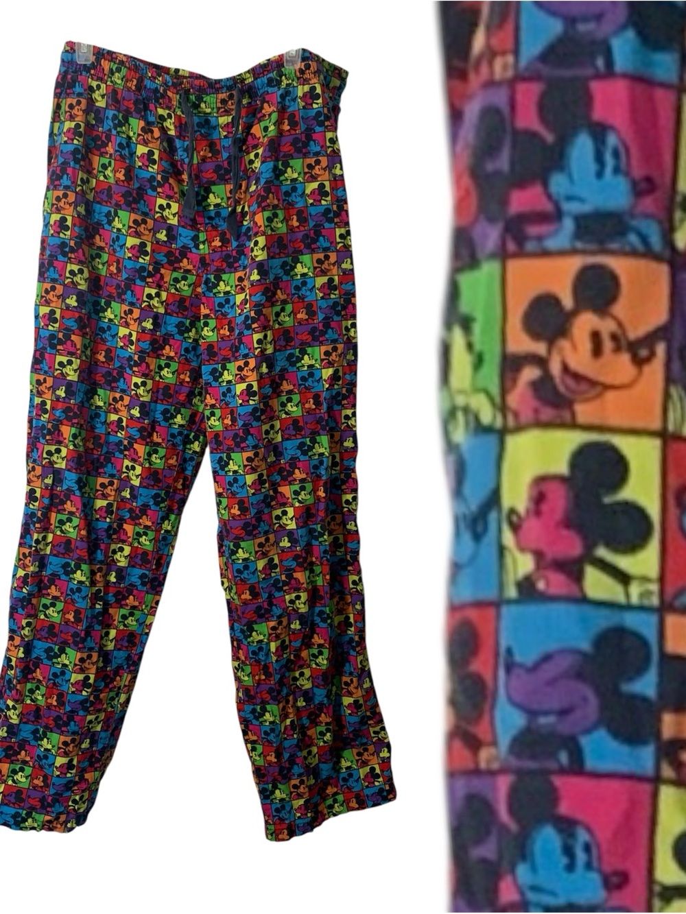 Disney Parks Colorful Mickey Mouse Lounge Pajama Pants Men’s US M Medium Flaw